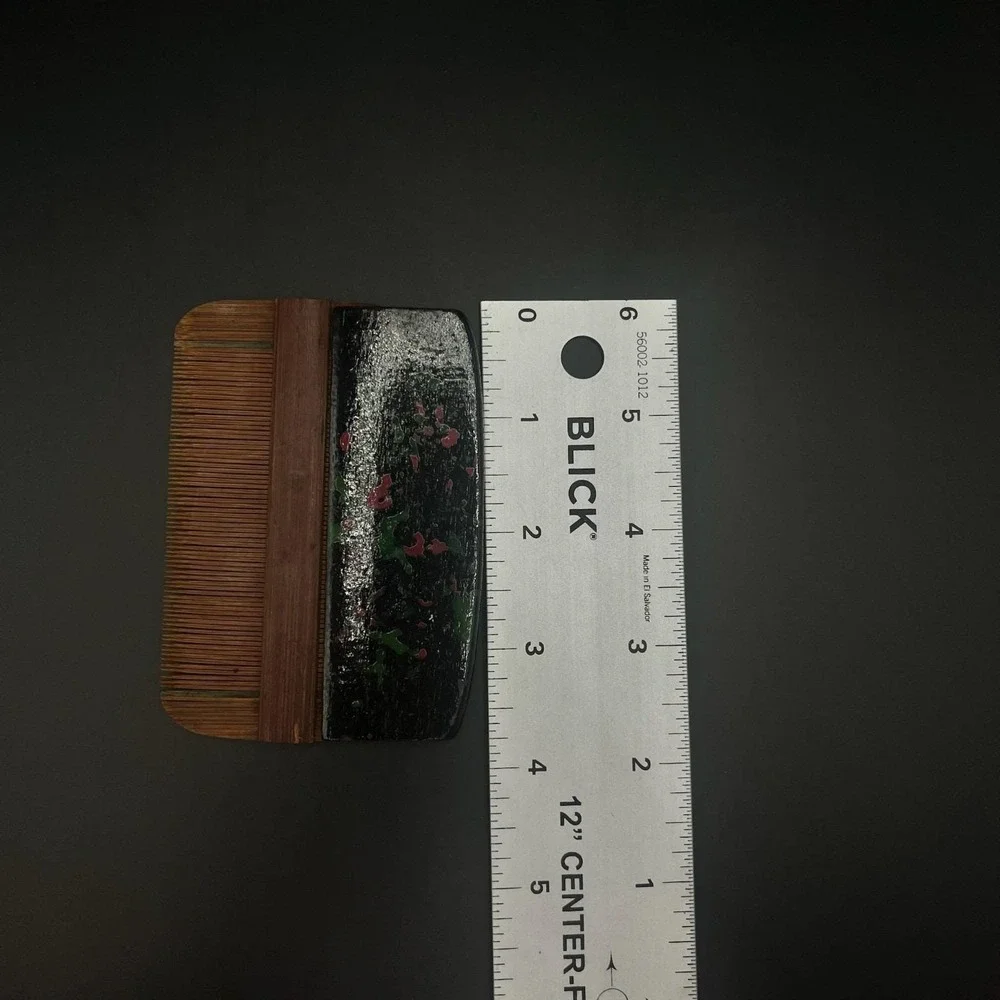 Vintage Black Brown Dyed Wood Bamboo Super Dense Tooth Classic‎ Hair Comb Retro